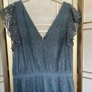 Madewell Blue Lace Sleeveless V-Neck Knee Length Dress Size 8